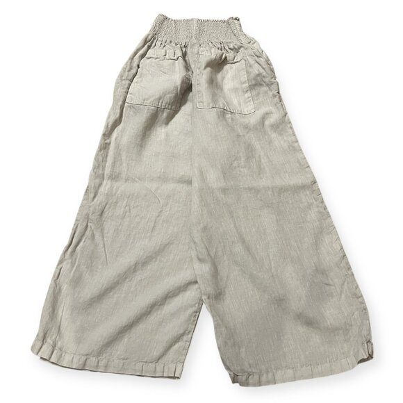 Wrap London 100% Linen Wide Leg Pants Women’s Size 6 Smocked Waist Casual - Picture 2 of 11